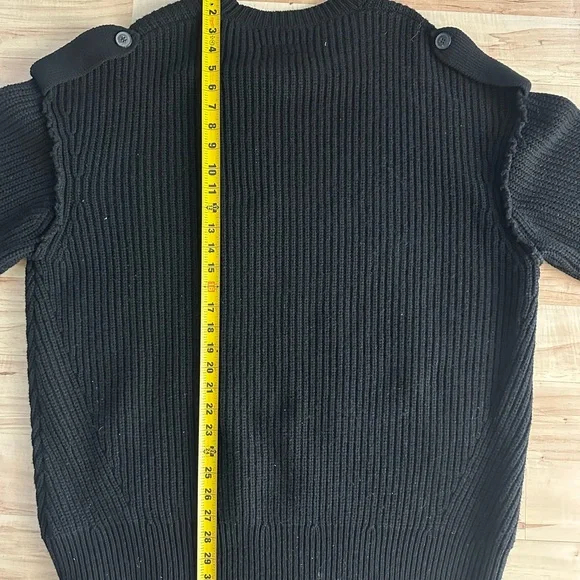 All Saints Distressed Black Crewneck Sweater
